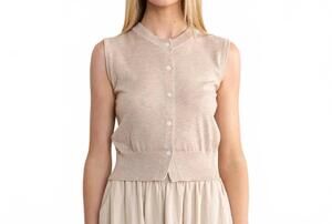 NEW ELLE GREY everyday ease knit shirt in beige